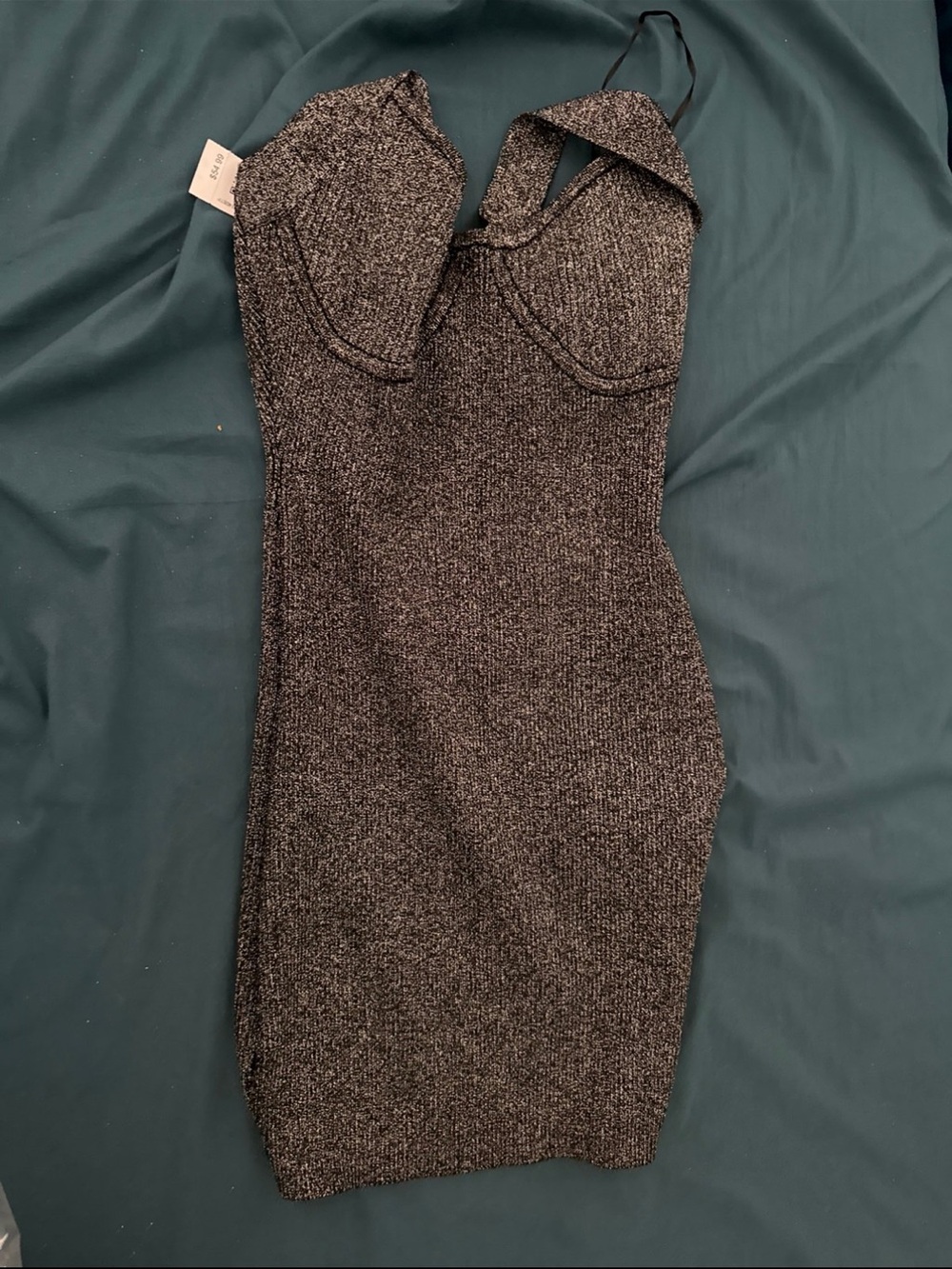 Fitted Knit Mini Dress in Charcoal Gray